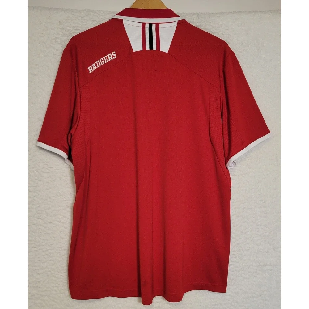 Adidas Climalite Wisconsin Badgers Mens XL Embroidered Red Collared T-Shirt 1030